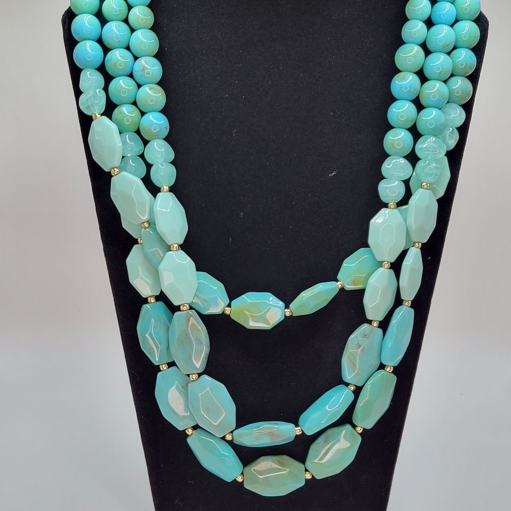 Lane Bryant | Necklace Chunky Blue Beads Multi Strand
